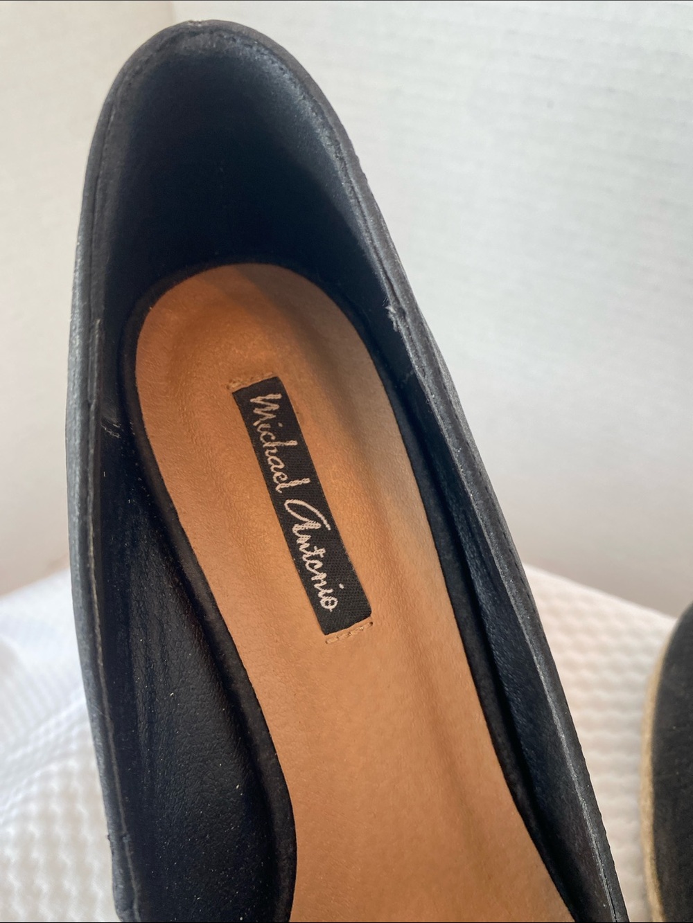 Michael Antonio Anabel-Snake Black & Natural Espadrille 4” Wedge Pumps LIKE NEW! - Picture 2 of 10